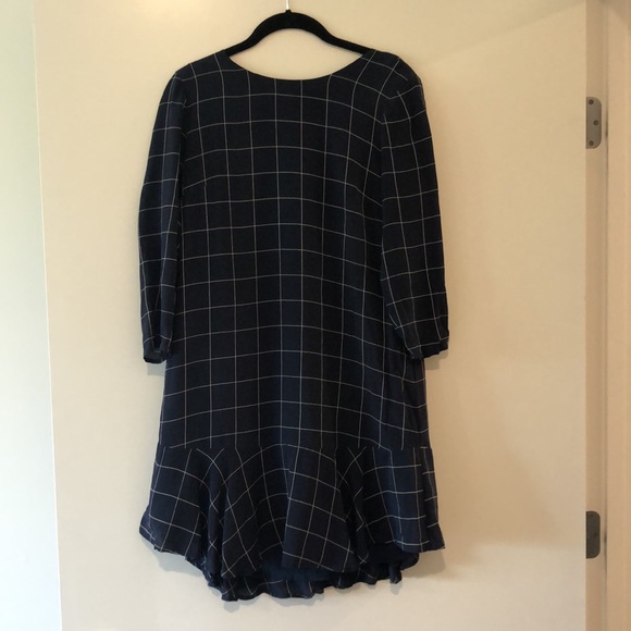 Madewell Silk Ruffle-Hem Dress in Windowpane - Picture 3 of 4